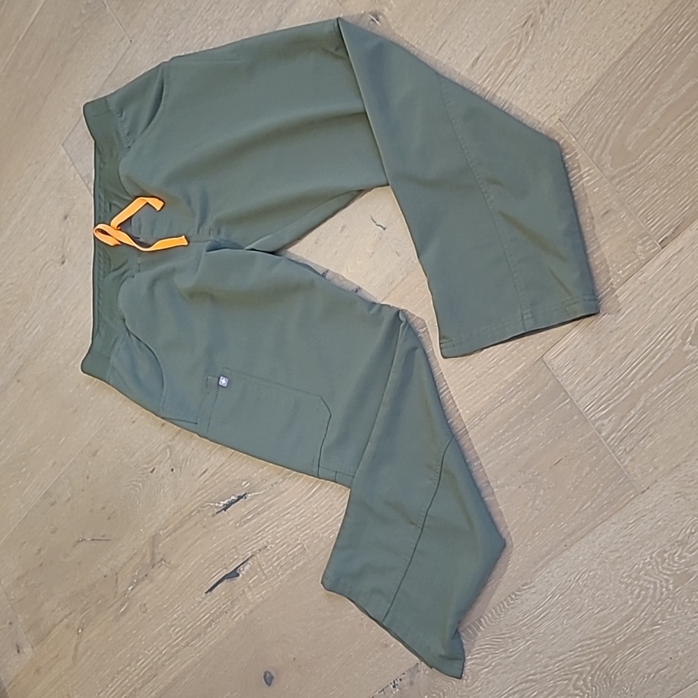 Figs Olive Green Pants with Orange Drawstring